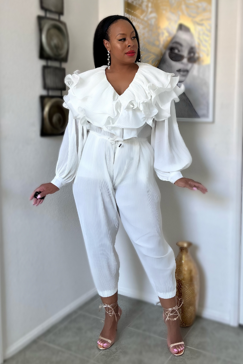 WHITE | PARIS RUFFLE JUMPSUIT